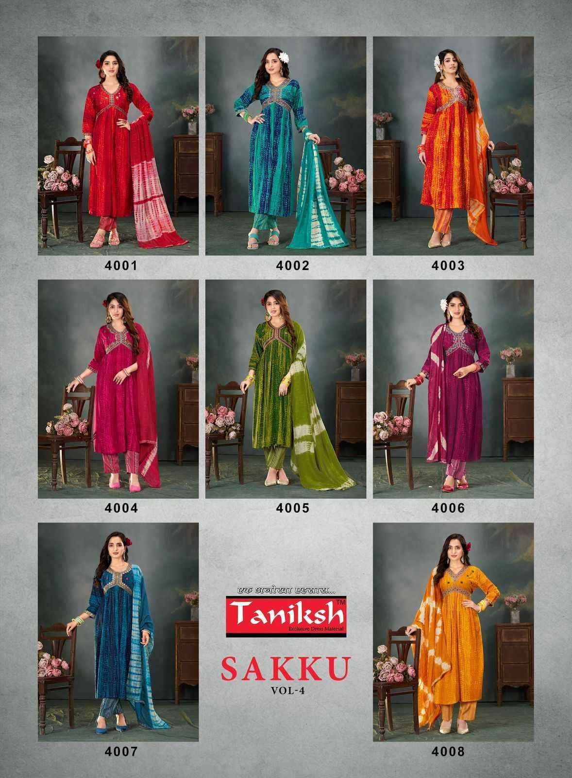 Taniksh Sakku Vol 4 Rayon Kurti Combo 8 pcs Catalogue