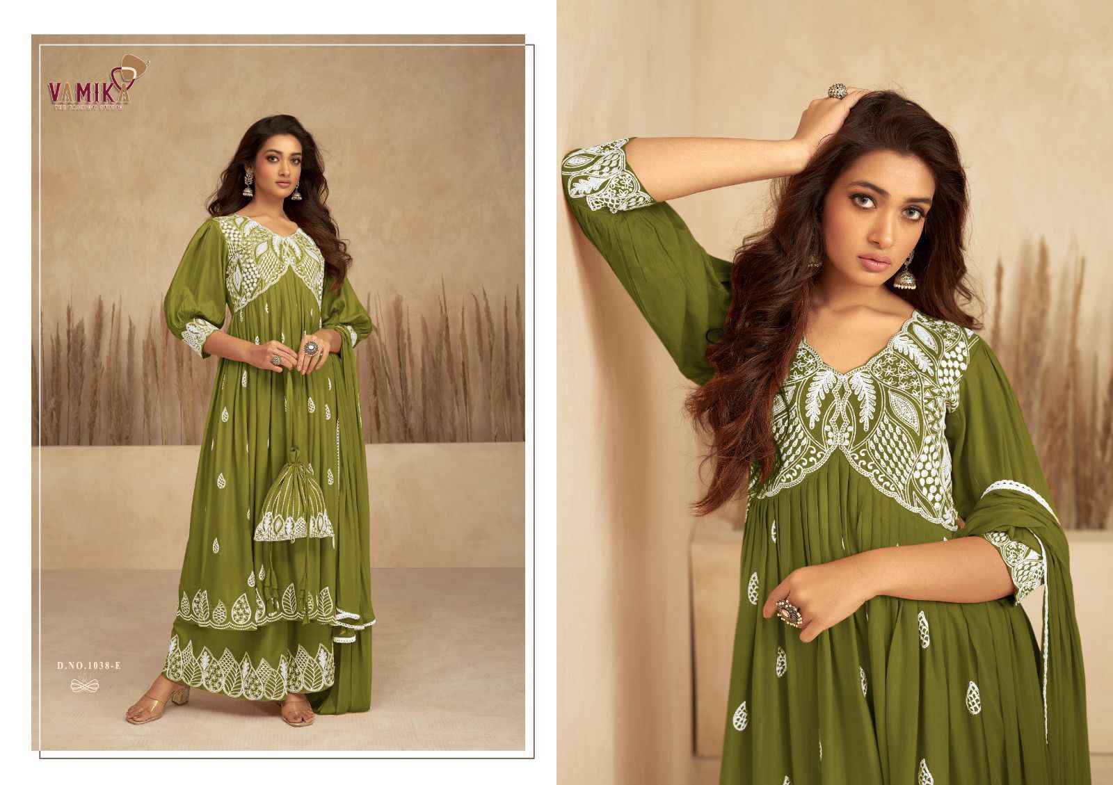 Vamika Lakhnavi Vol 7 Gold Readymade Reyon Dress 5 pcs Catalogue