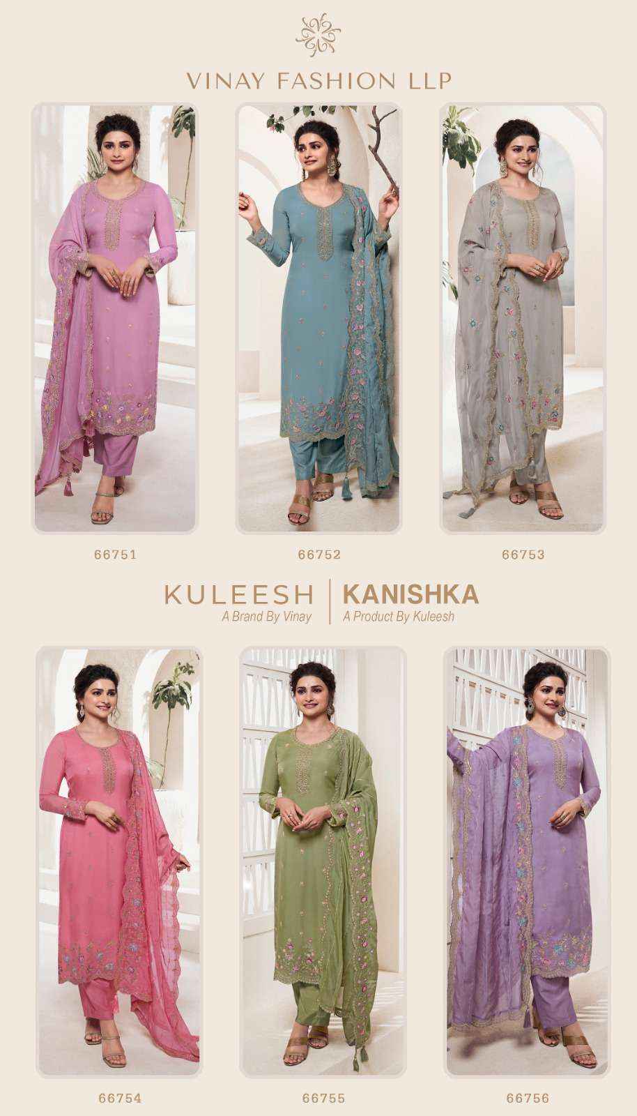 Vinay Fashion Kuleesh Kanishka Organza Dress Material 6 pcs Catalogue