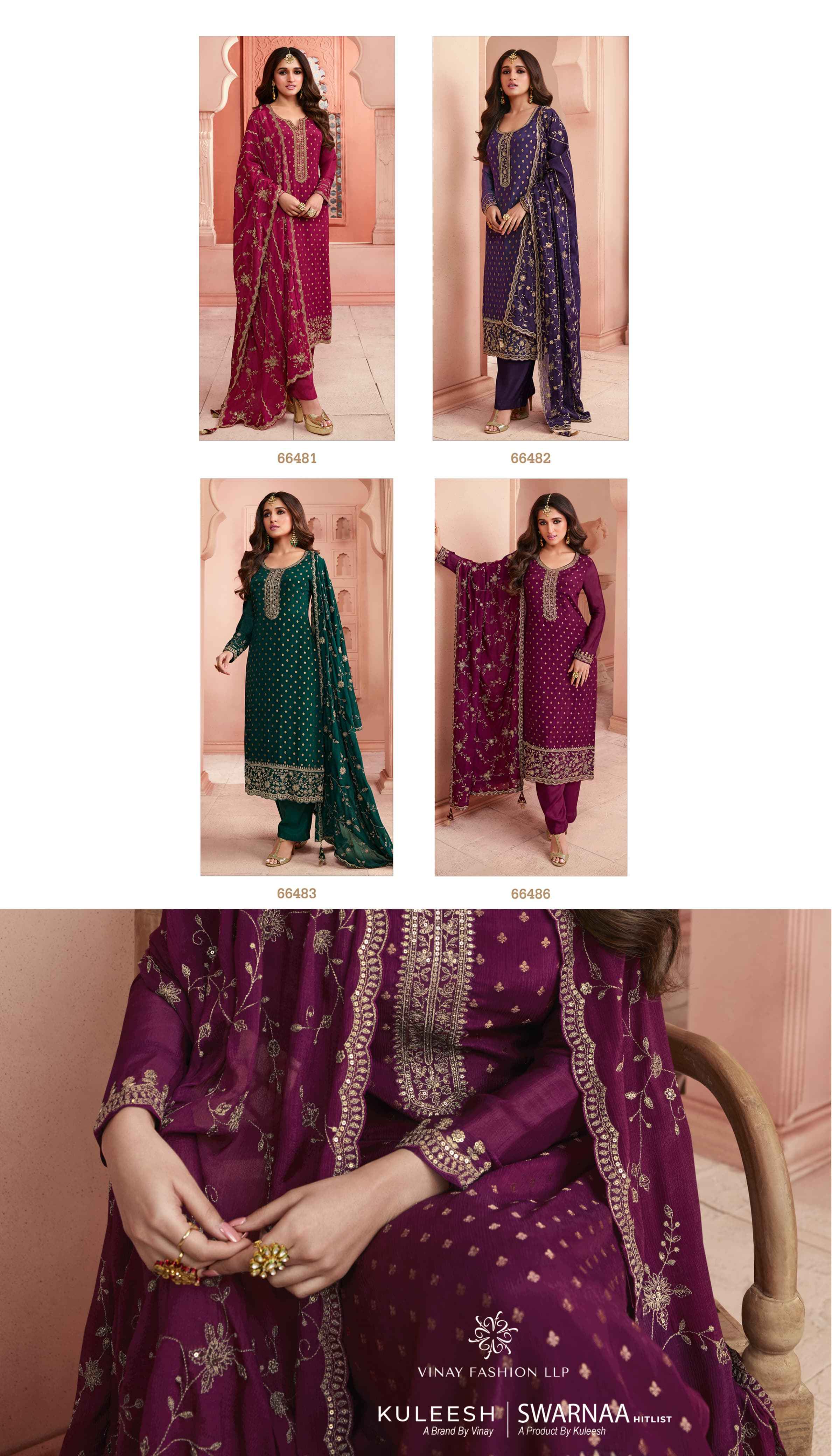 Vinay Kuleesh Swarnaa Hitlist Jacquard Embroidery Dress Material (4 Pc Catalog)