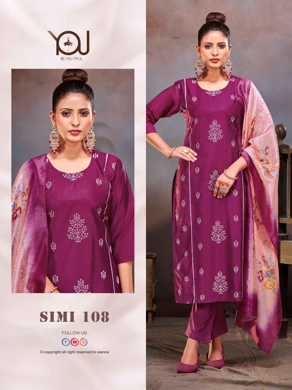 Wanna You Simi Heavy Chanderi Readymade Suit (4 Pc Catalog)