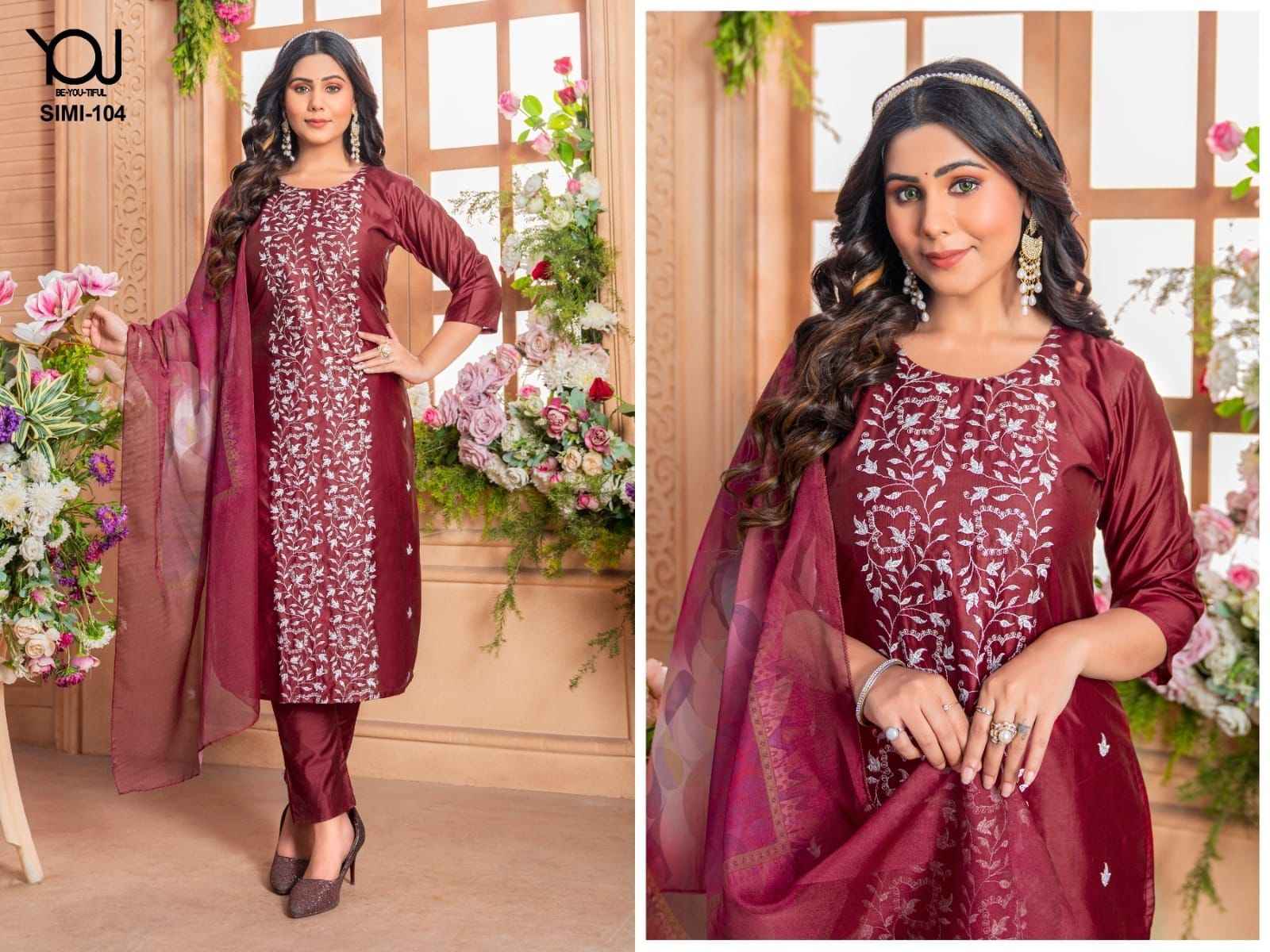 Wanna You Simi Heavy Chanderi Readymade Suit (4 Pc Catalog)