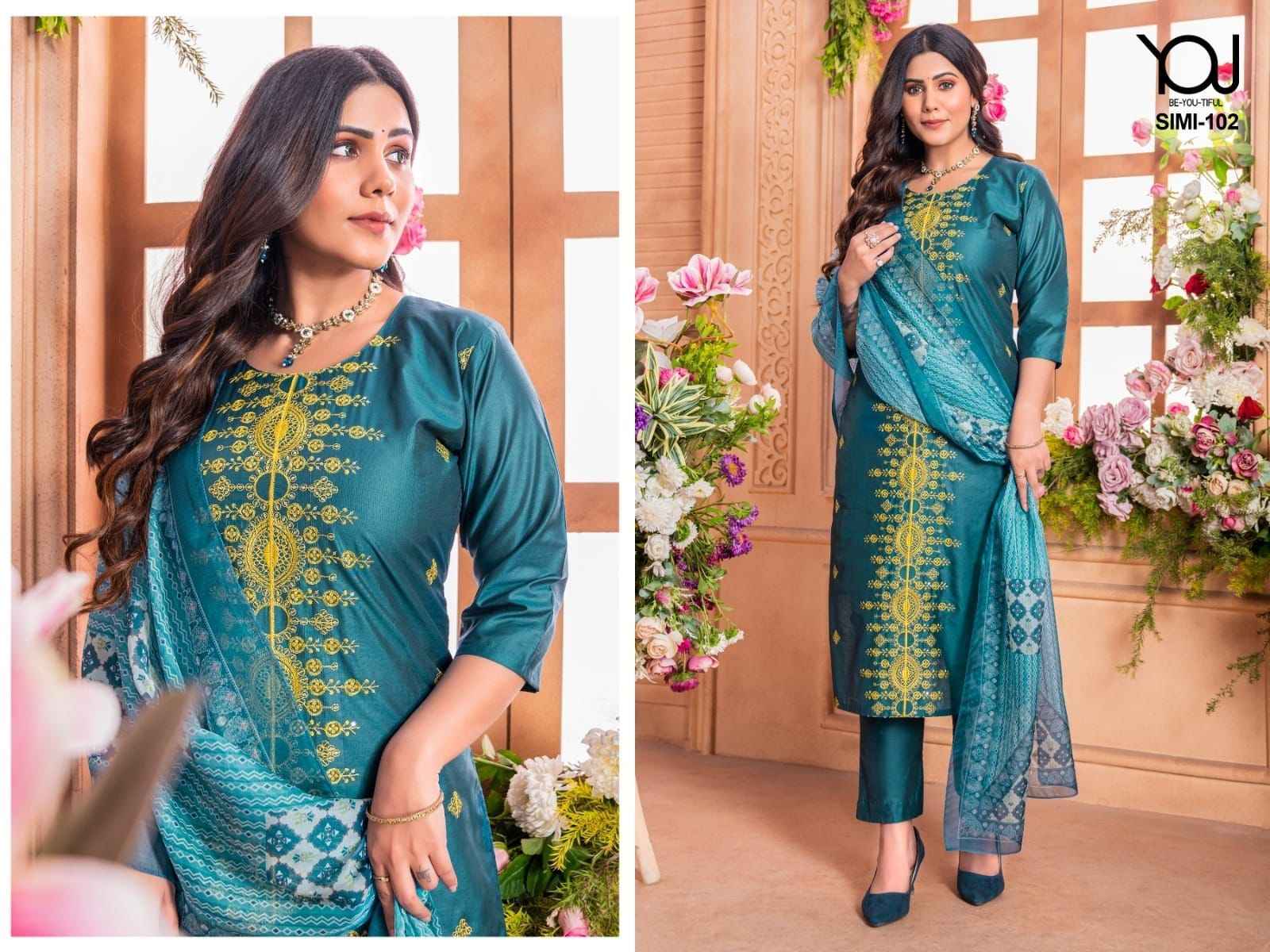 Wanna You Simi Heavy Chanderi Readymade Suit (4 Pc Catalog)