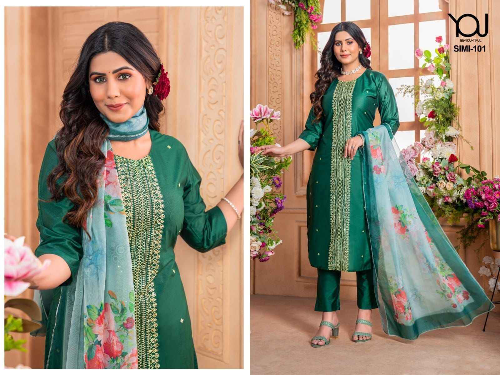 Wanna You Simi Heavy Chanderi Readymade Suit (4 Pc Catalog)