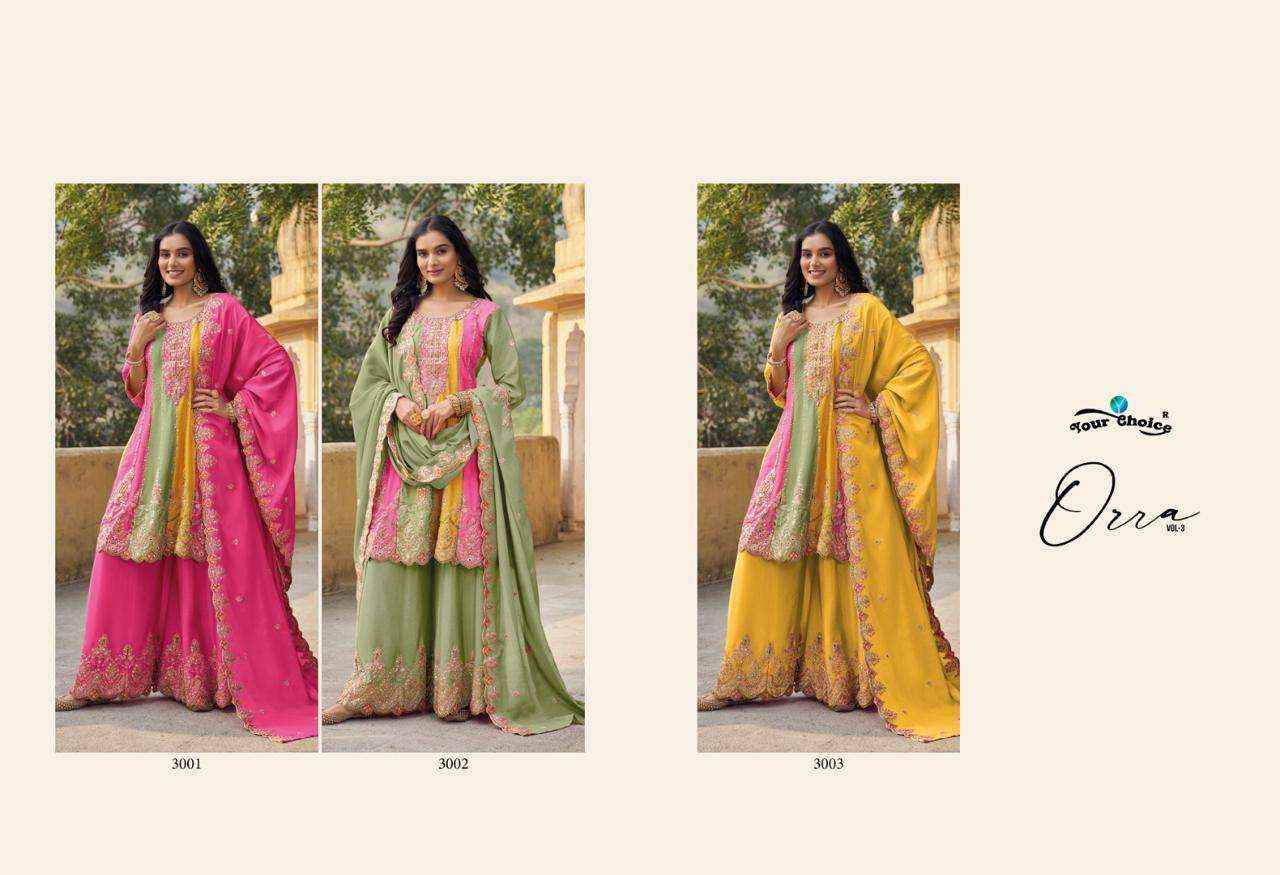 Your Choice Orra Vol-3 Heavy Chinon Readymade Suit(3 Pc Catalog)