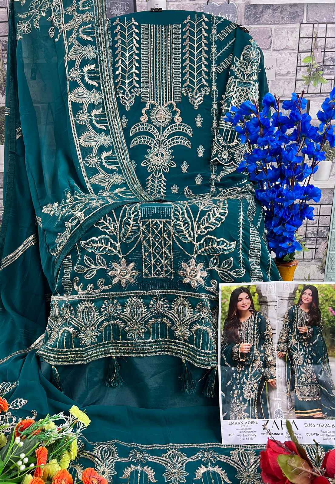 Zaha Emaan Adeel Vol-5 Georgette Dress Material (4 Pc Catalog)