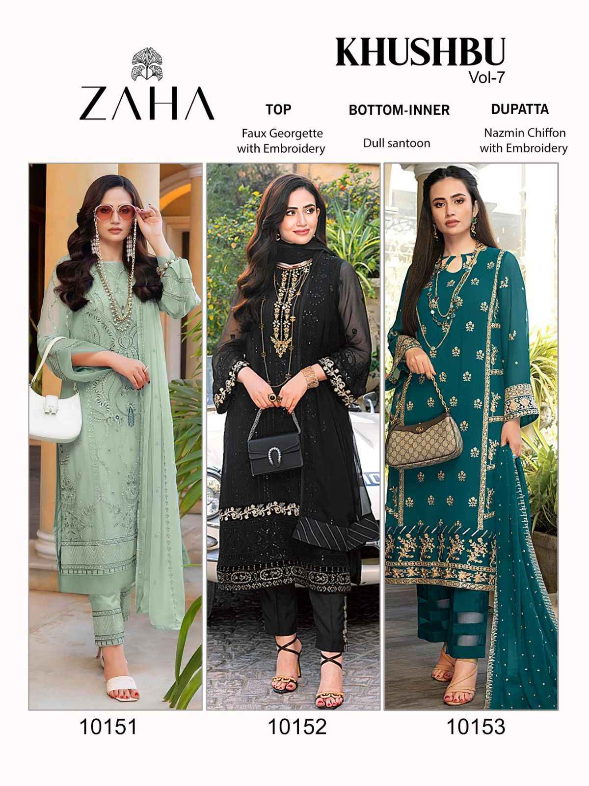 Zaha Khushbu Vol-7 Georgette Dress Material (3 Pc Catalog)