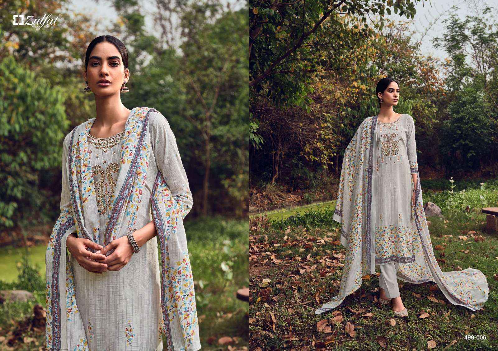 Zulfat Designer Chinaar Cotton Dress Material 10 pcs Catalogue