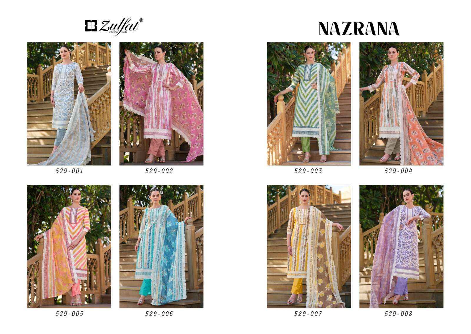 Zulfat Nazrana Cotton Dress Material 8 pcs Catalogue