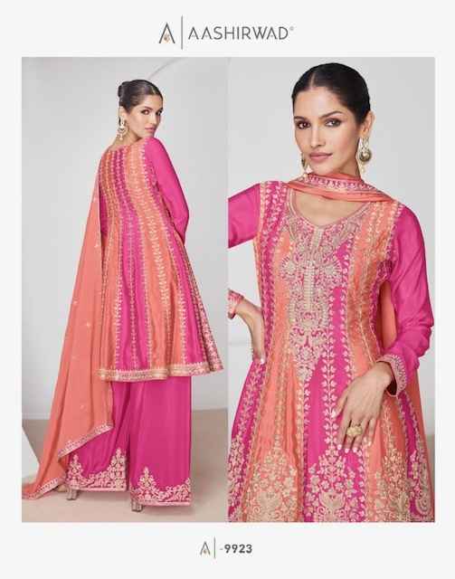Aashirwad Creation Suhana Readymade Chinon Silk Dress 2 pcs Catalogue