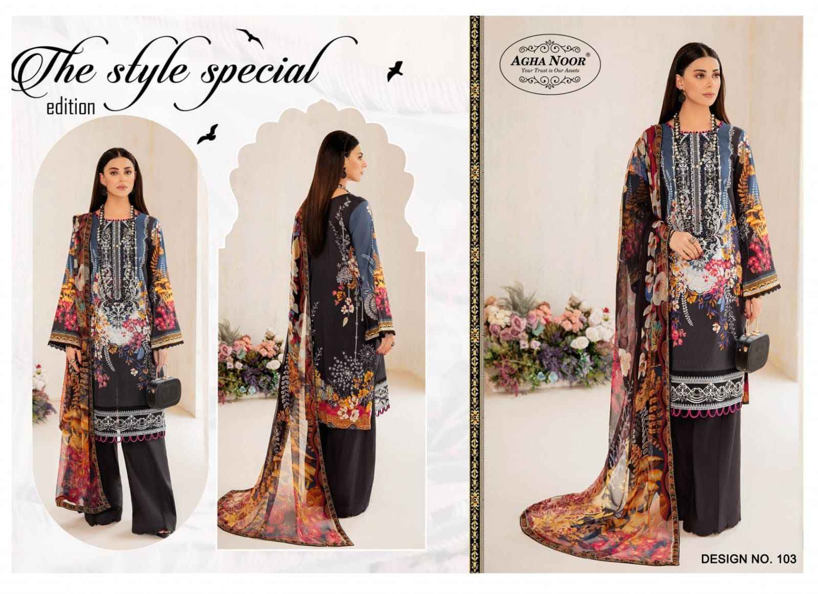 Agha Noor Rangrez Vol-1 Lawn Cotton Dress Material (4 pcs Cataloge)