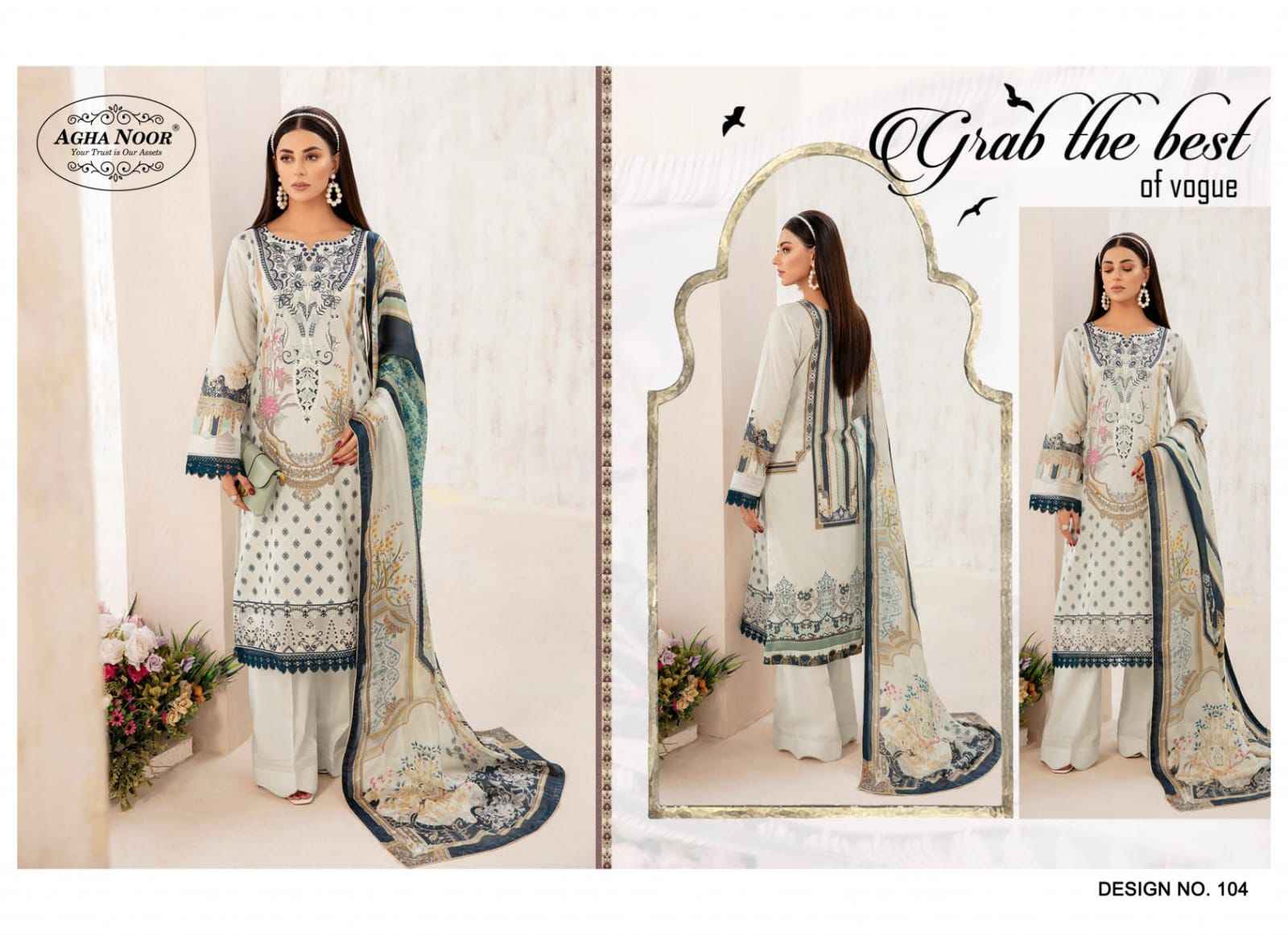 Agha Noor Rangrez Vol-1 Lawn Cotton Dress Material (4 pcs Cataloge)