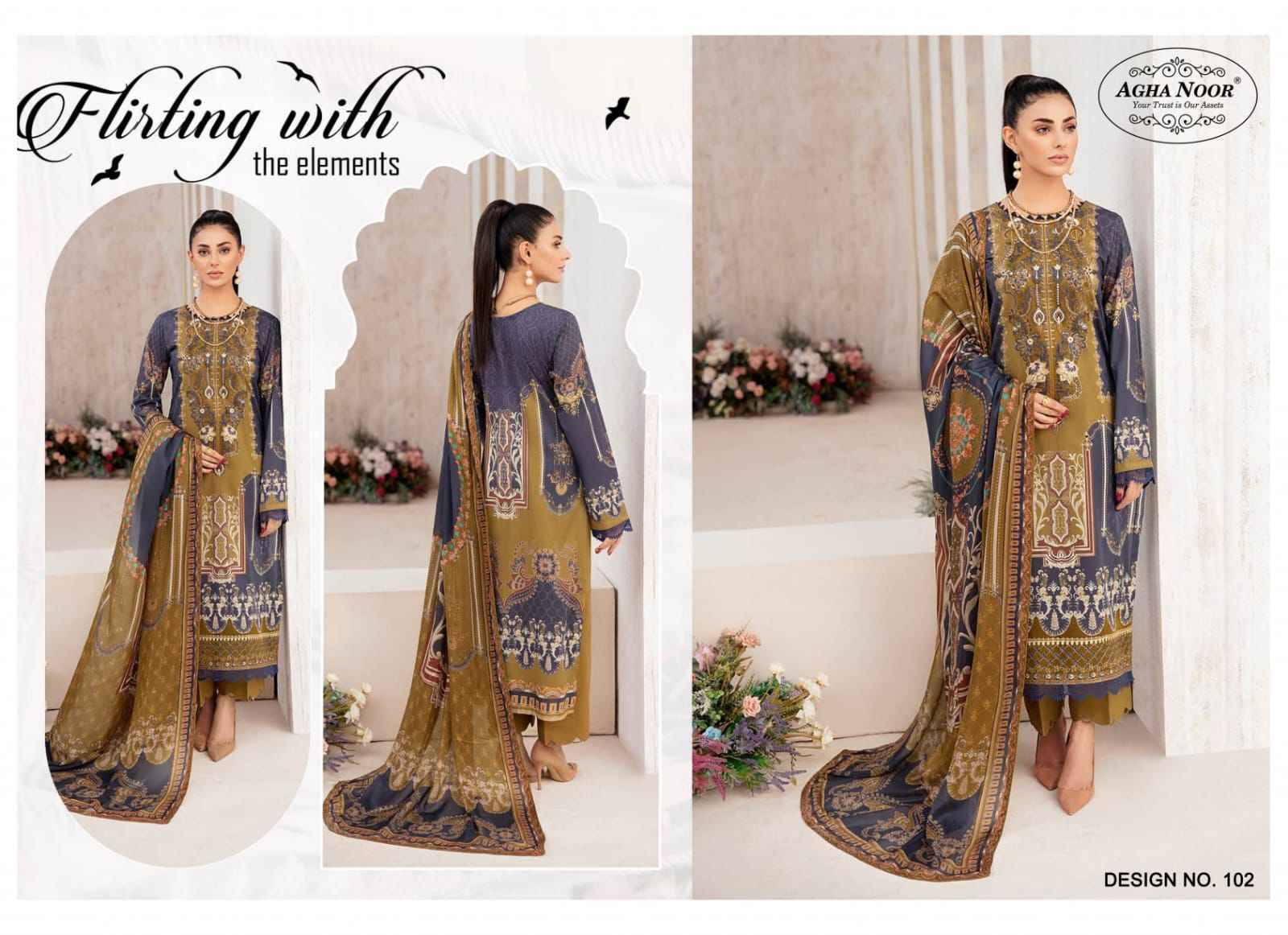 Agha Noor Rangrez Vol-1 Lawn Cotton Dress Material (4 pcs Cataloge)