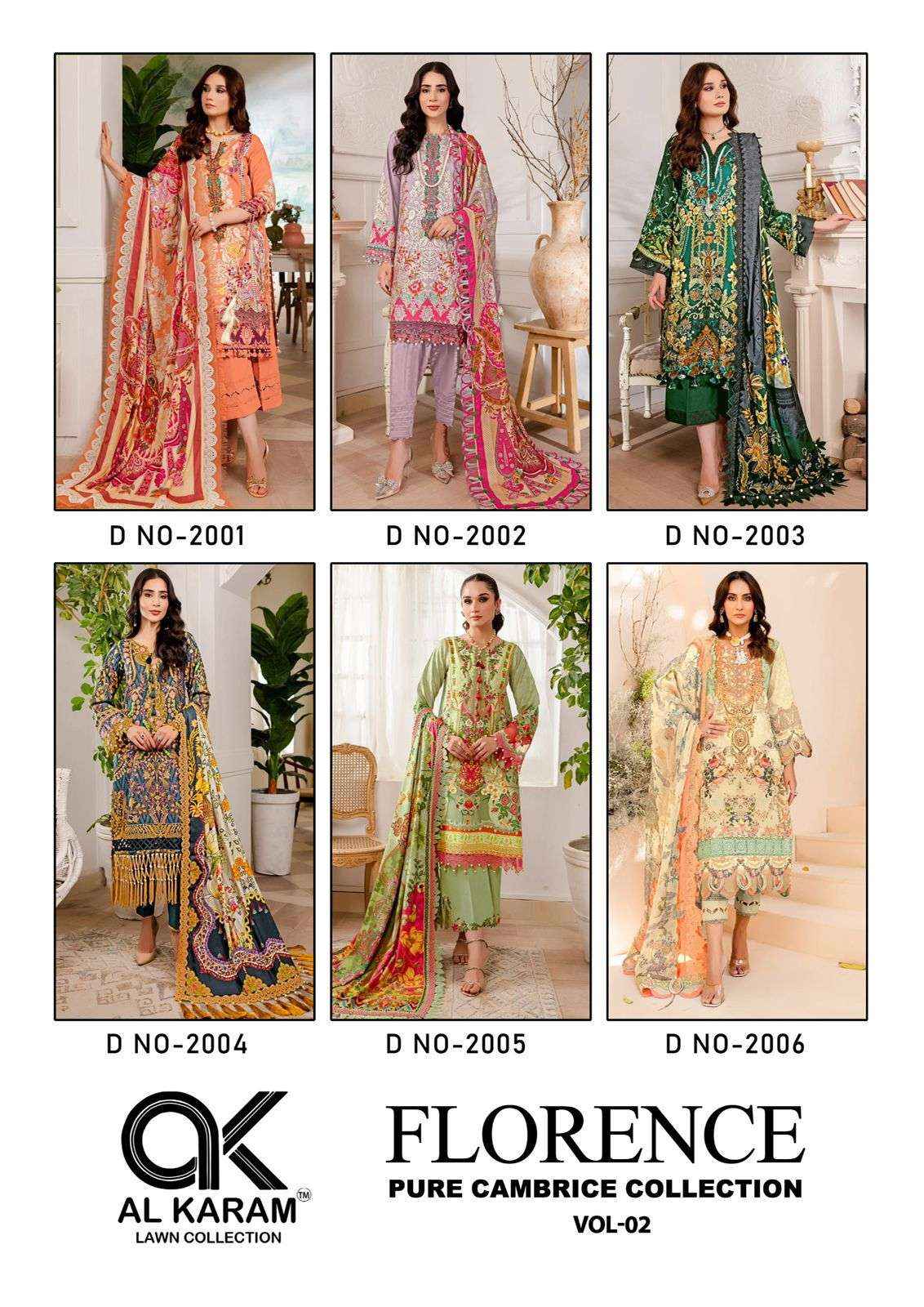 Al Karam Florence Vol 2 Cambric Cotton Dress Material 6 pcs Catalogue