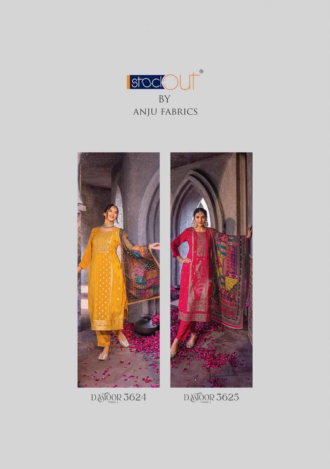 Anju Fabric Dastoor Pure Natural Crepe Readymade Suit (6 Pc Catalog)