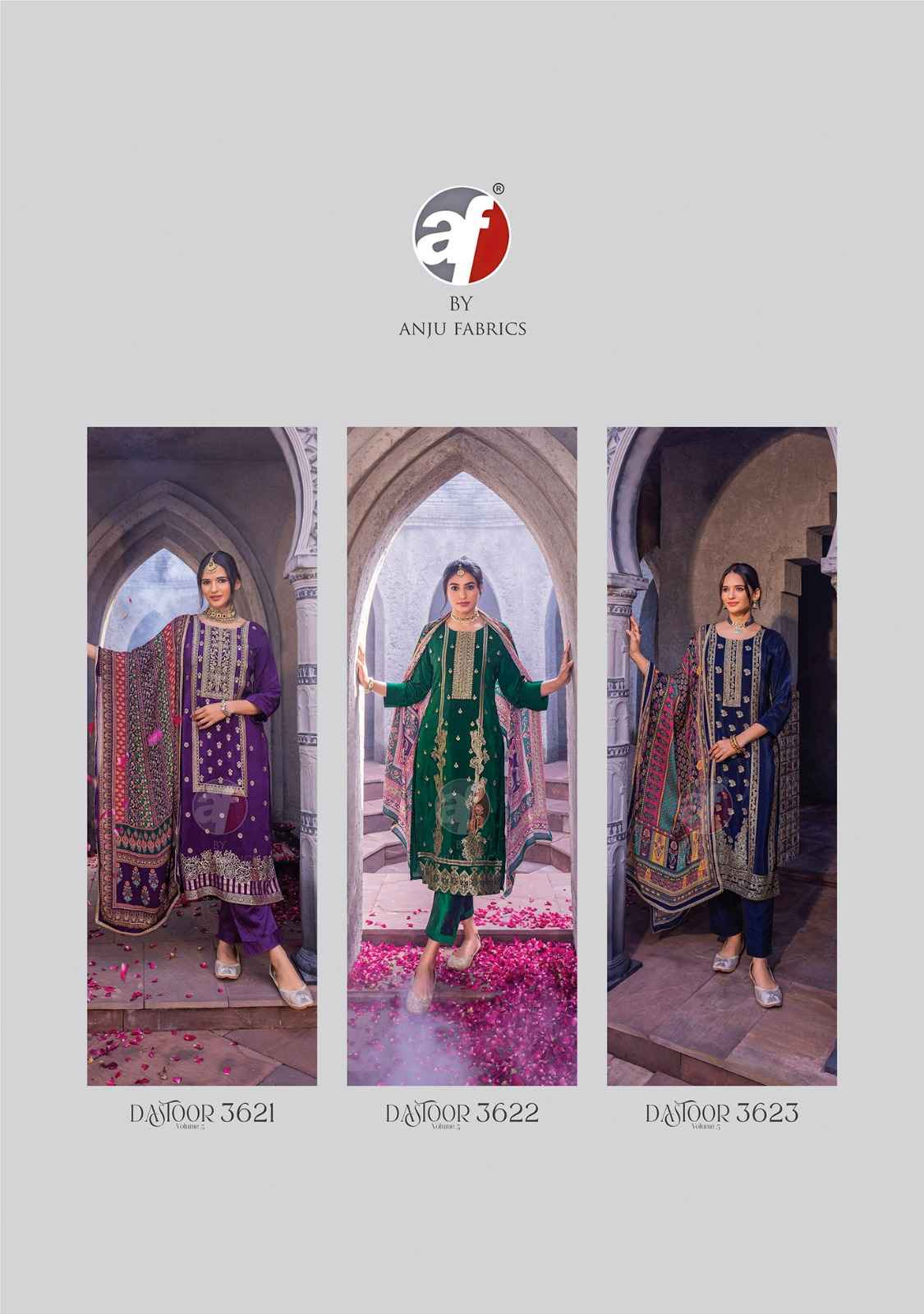 Anju Fabric Dastoor Pure Natural Crepe Readymade Suit (6 Pc Catalog)