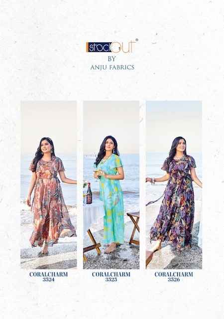 Anju Fabrics Coral Charm Vol 4 Viscose Gown 6 pcs Catalogue