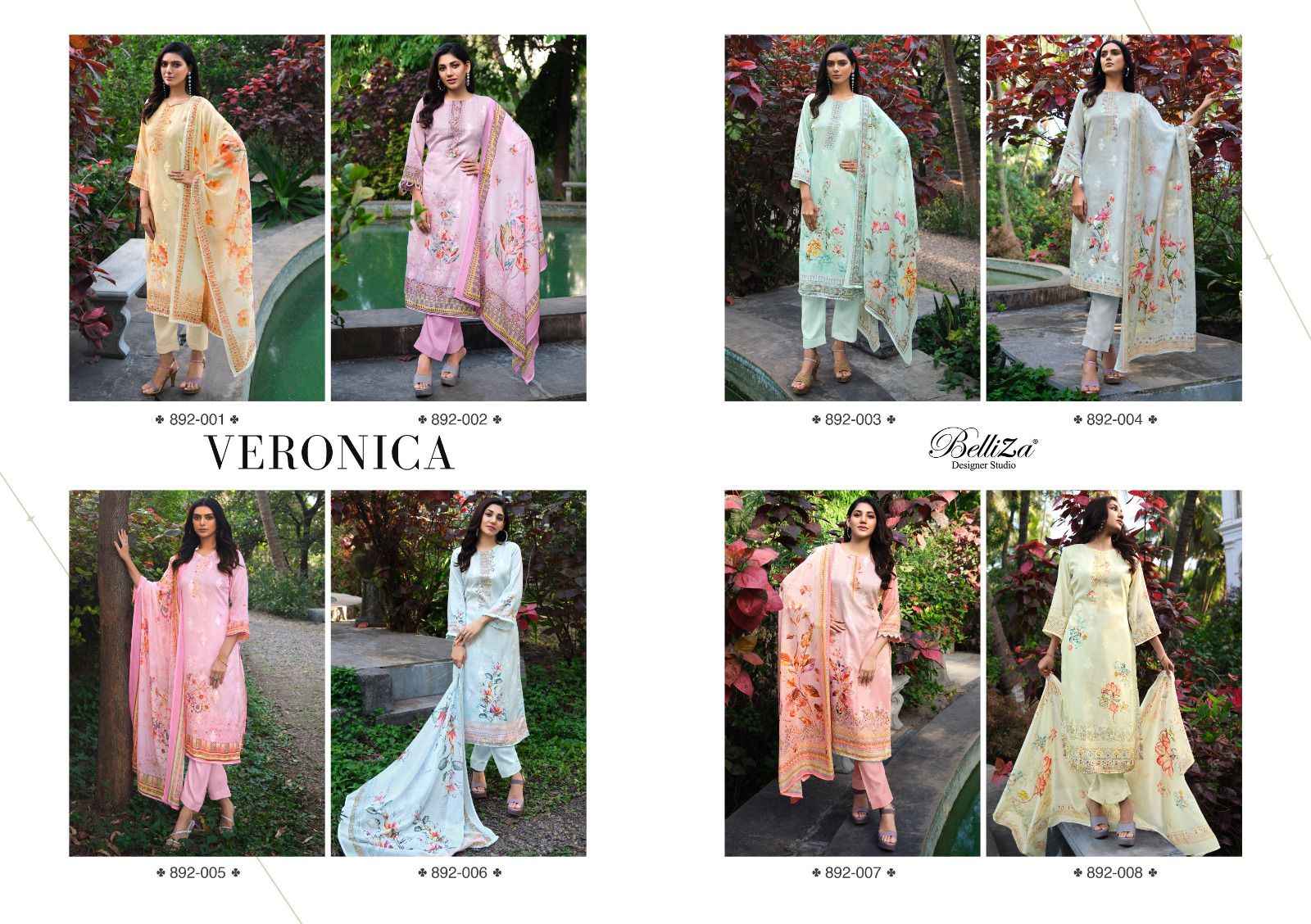 Belliza Veronica Pure Jam Cotton Dress Material (8 Pc Cataloge)