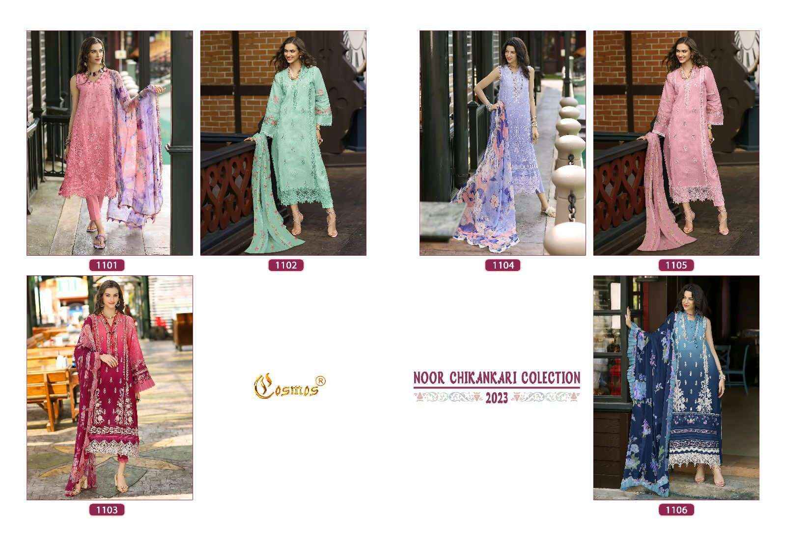 Cosmos Noor Chikankari Collection 2023 Lawn Cotton Dress Material 6 pcs Catalogue