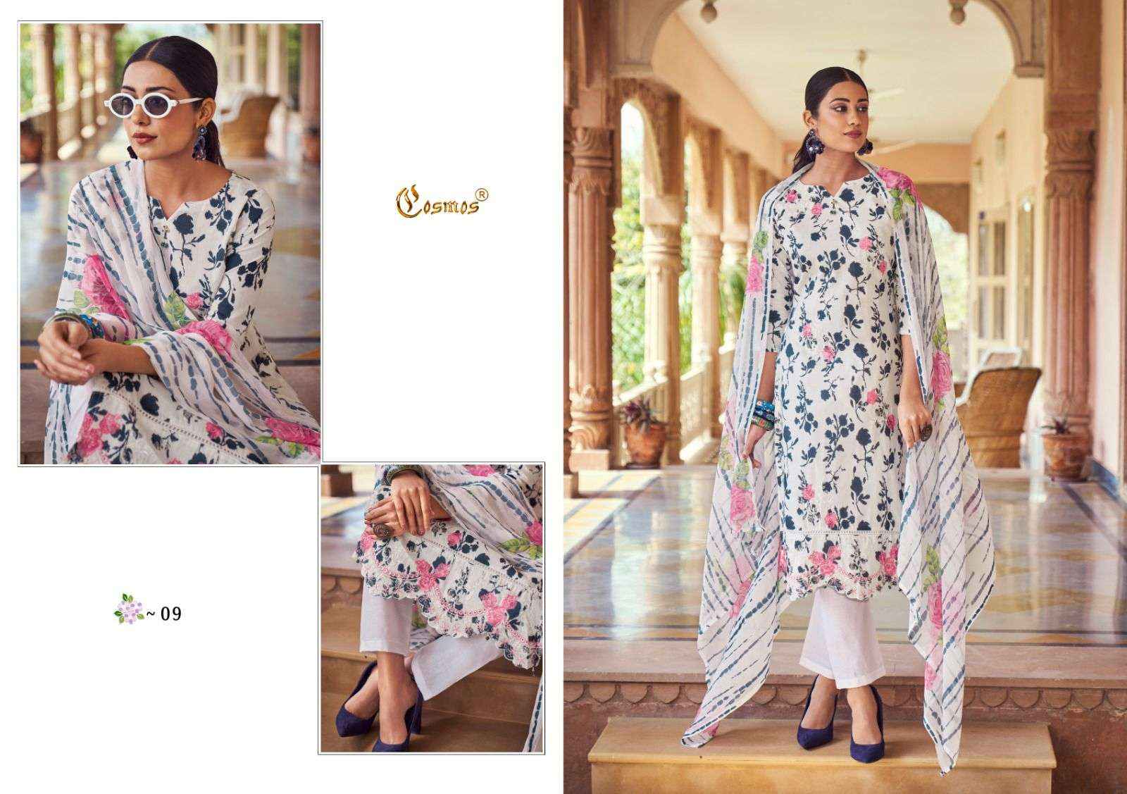 Cosmos Noor Printkari Vol 1 Cotton Dress Material 10 pcs Catalogue