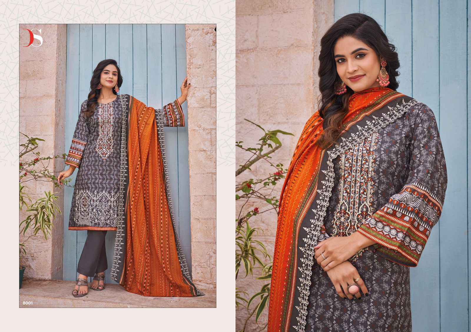 Deepsy Bin Saeed Vol-8 Pure Cotton Dress Material (6 Pc Catalog)