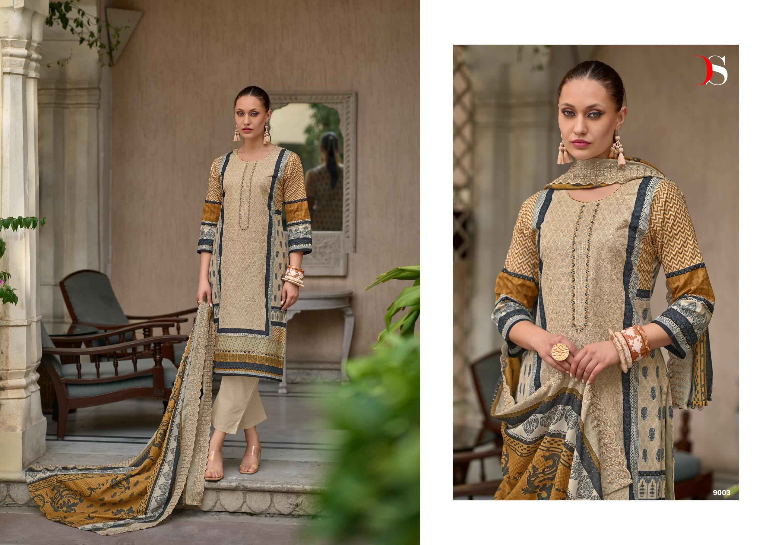 Deepsy Bin Saeed Vol-9 Pure Cotton Dress Material (6 Pc Catalog)