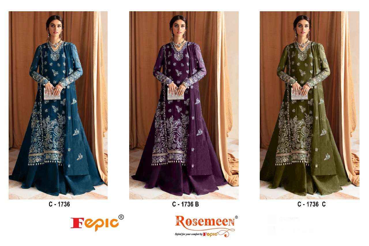 Fepic Rosemeen C 1736 Georgette Dress Material 3 pcs Catalogue