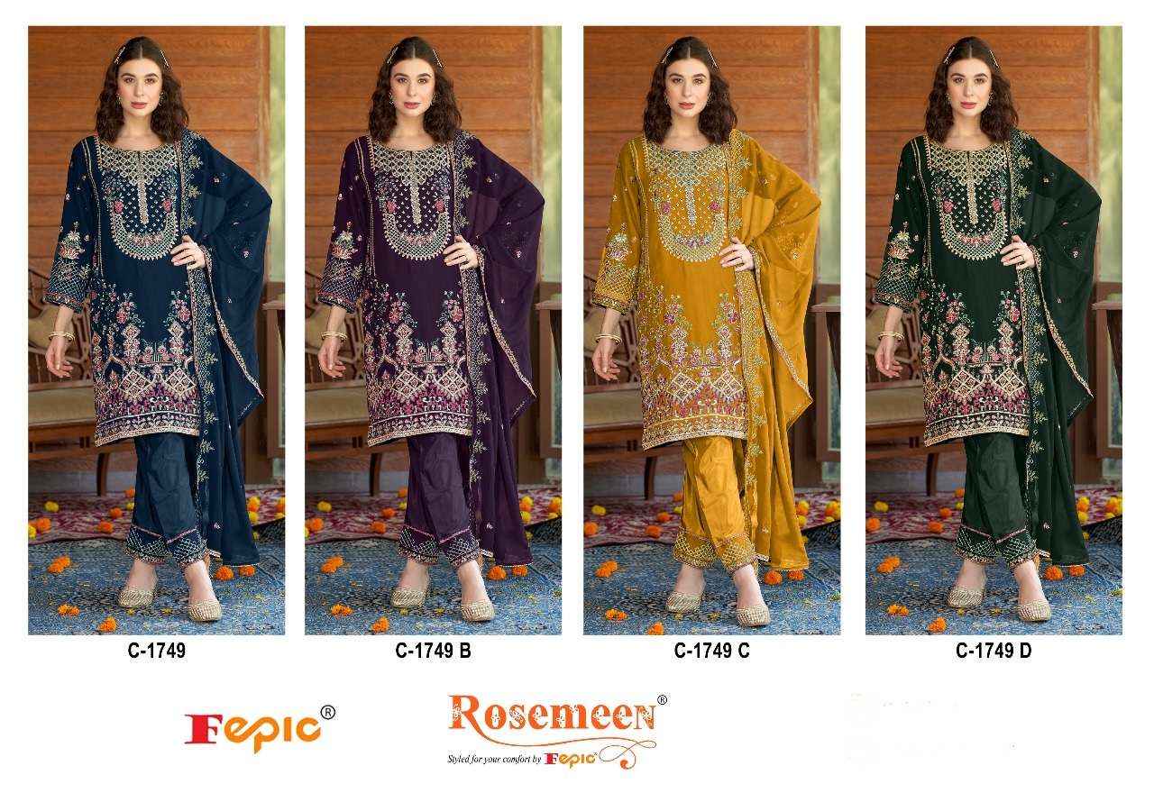 Fepic Rosemeen C 1749 Georgette Dress Material 4 pcs Catalogue