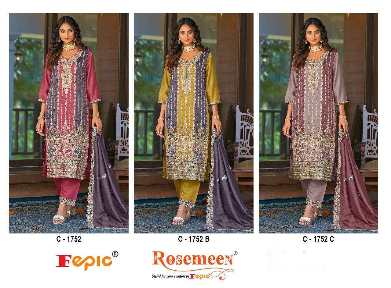 Fepic Rosemeen C 1752 Silk Dress Material 3 pcs Catalogue