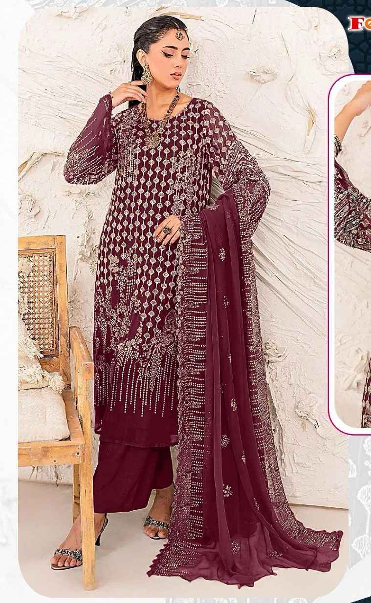 Fepic Rosemeen C-1770 Embroidered Georgette Dress Material (3 Pc Catalog)