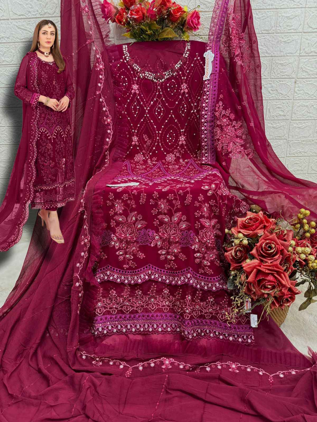 Fepic Rosemeen C-1777 Georgette Embroidered Dress Material (3 Pc Catalog)