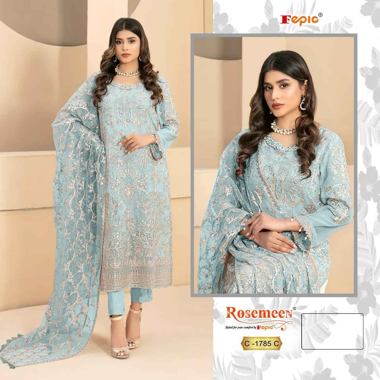 Fepic Rosemeen C-1785 Georgette Embroidered Dress Material (4 Pc Catalog)