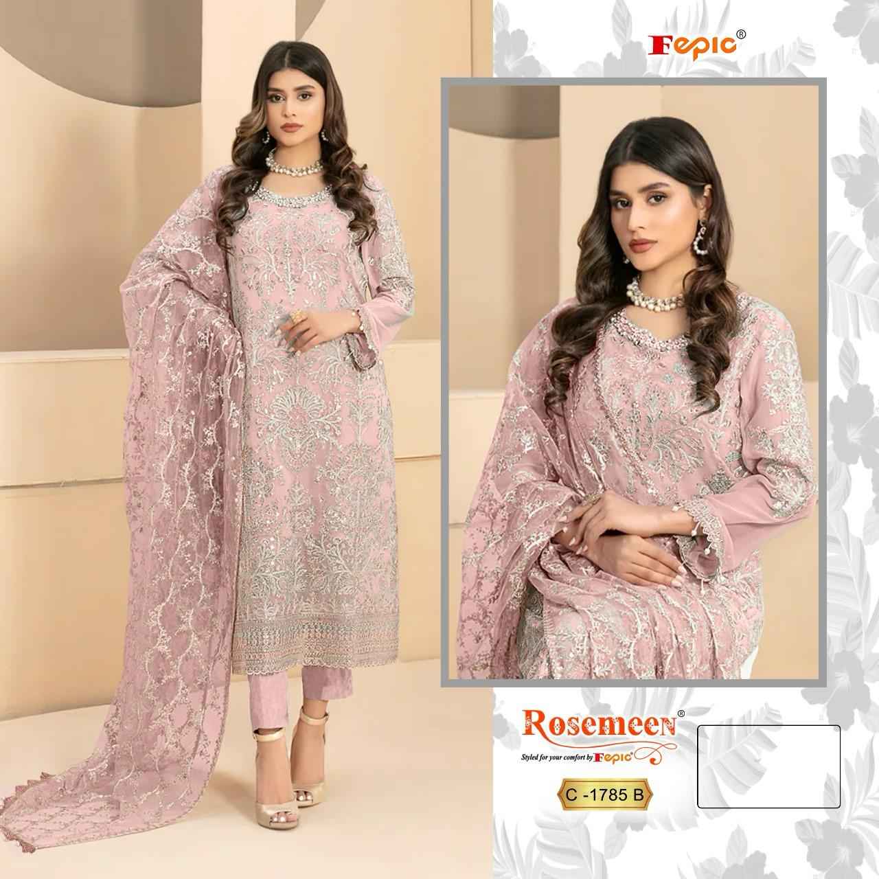 Fepic Rosemeen C-1785 Georgette Embroidered Dress Material (4 Pc Catalog)