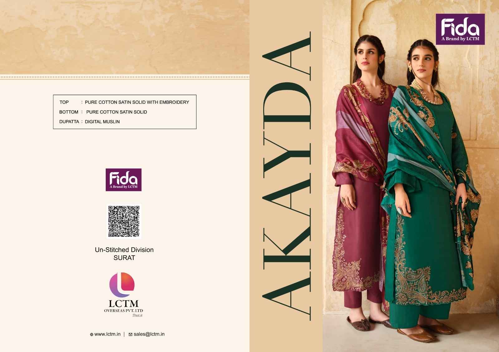 Fida Akayda Cotton Dress Material 6 pcs Catalogue