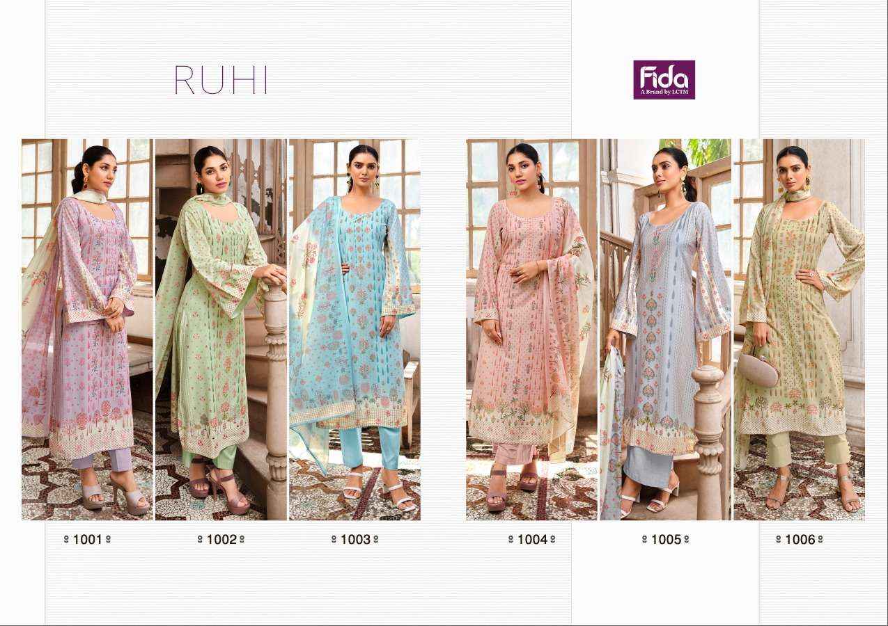 Fida Ruhi Cotton Dress Material 6 pcs Catalogue