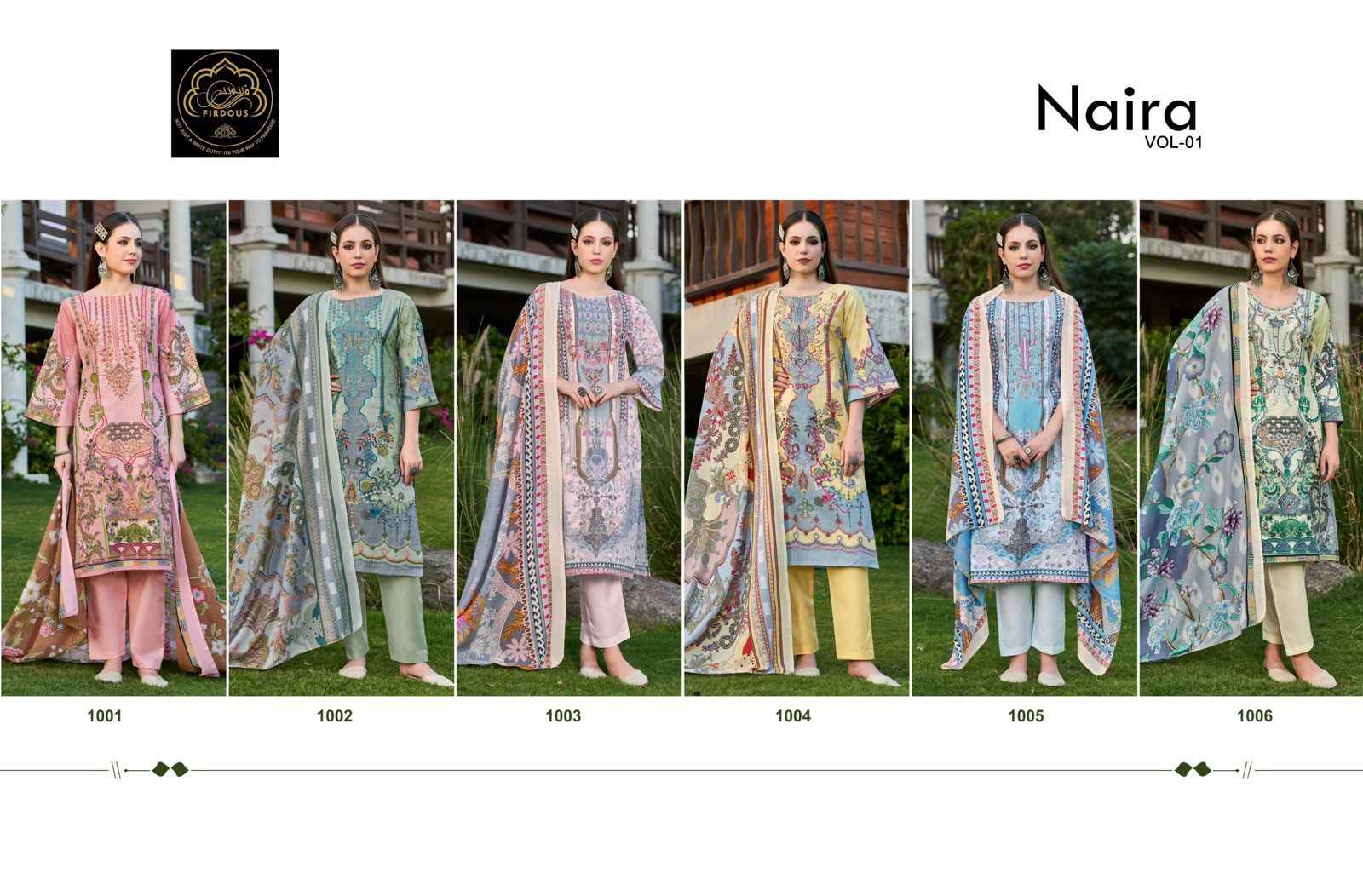 Firdous Naira Vol 1 Cotton Dress Material 6 pcs Catalogue
