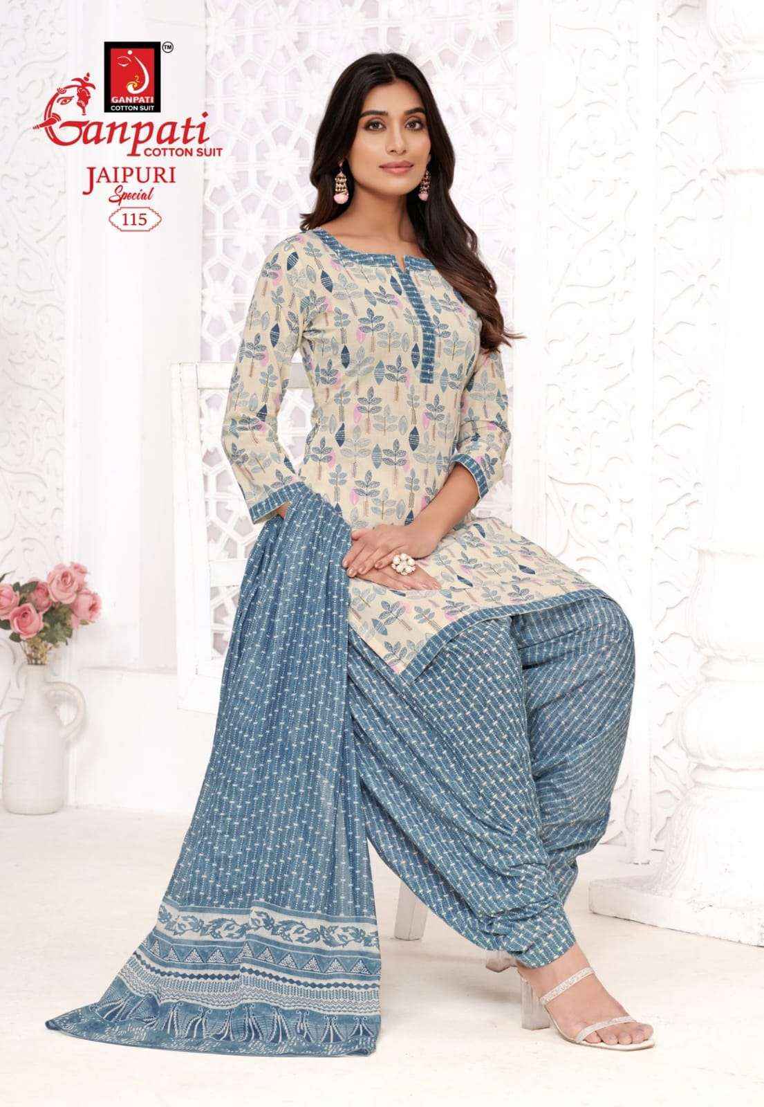 Ganpati Jaipuri Patiyala Special Vol 10 Coton Dress Material 15 pcs Catalogue