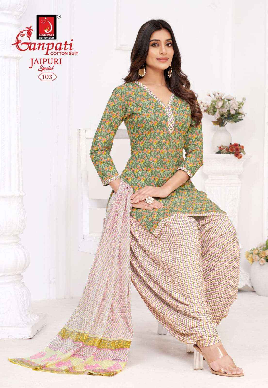 Ganpati Jaipuri Patiyala Special Vol 10 Coton Dress Material 15 pcs Catalogue