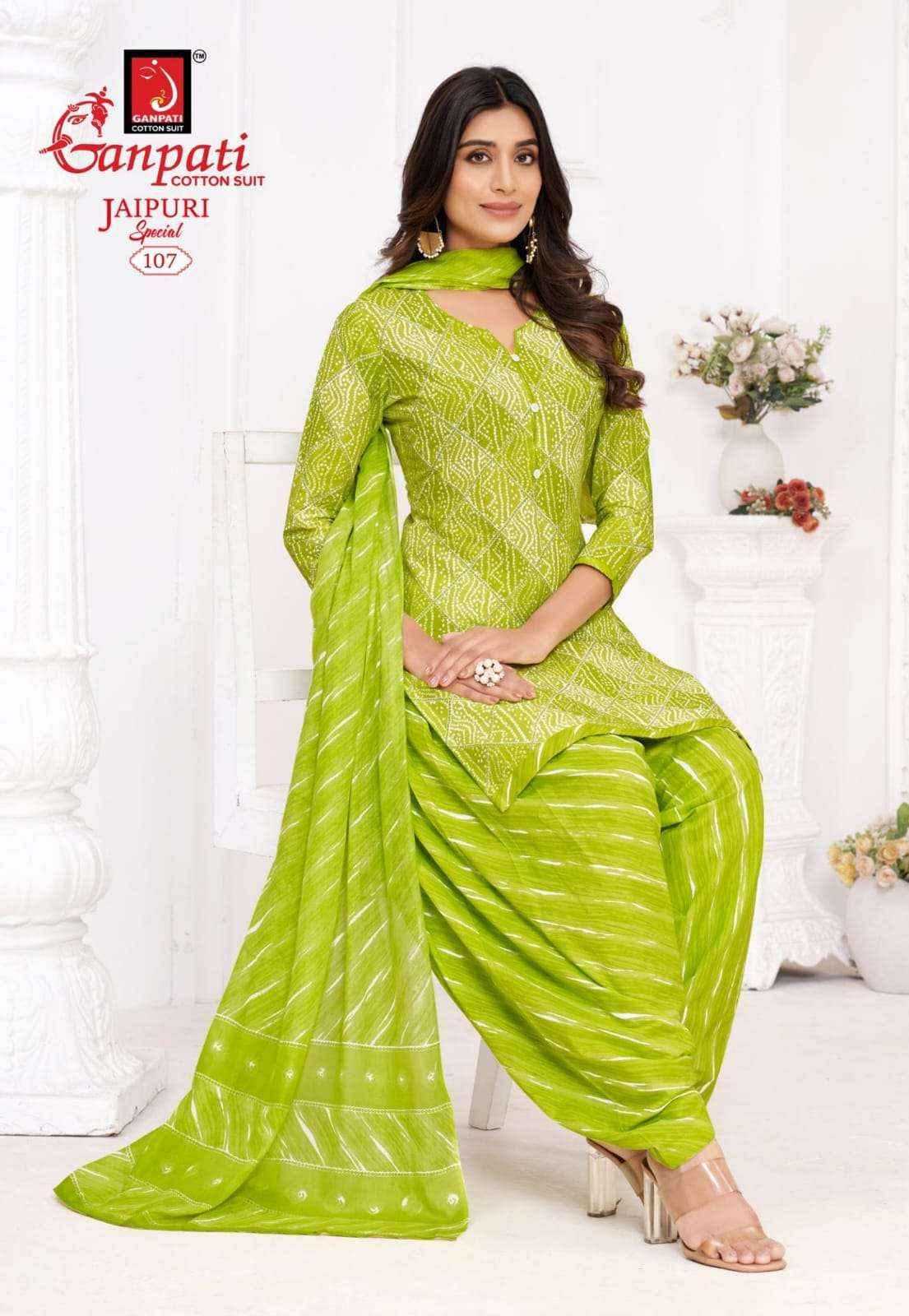 Ganpati Jaipuri Patiyala Special Vol 10 Coton Dress Material 15 pcs Catalogue