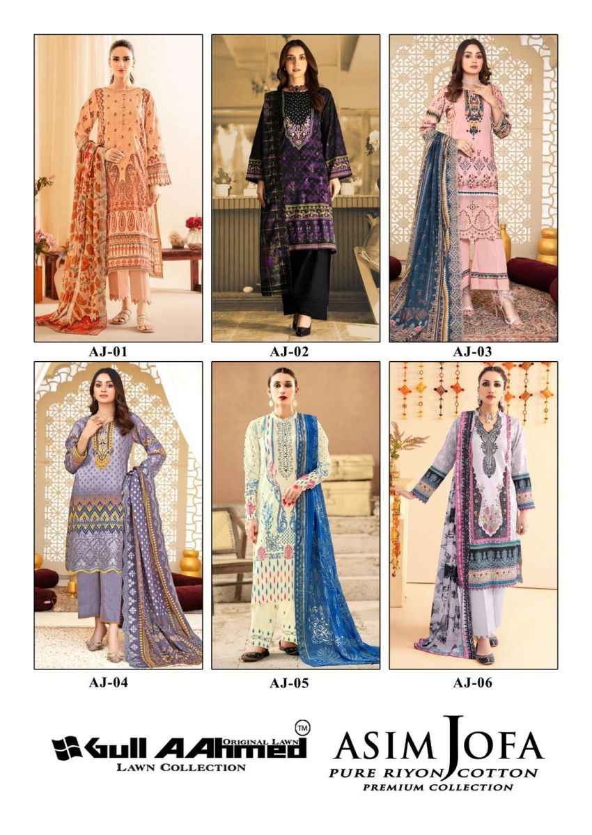 Gull Aahmed Asim Jofa Pure Rayon Cotton Dress Material (6 pc Cataloge)