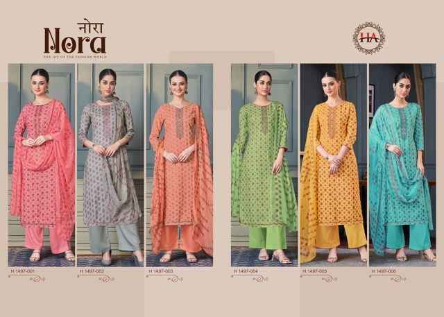 Harshit Fashion Nora Viscose Dress Material 6 pcs Catalogue