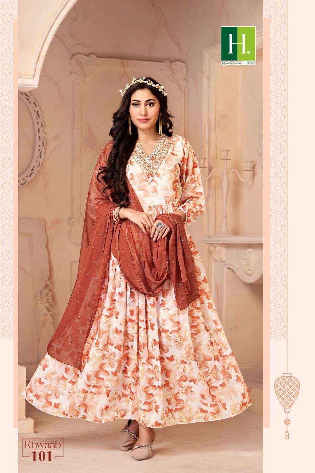 Hirwa Khwaab Georgette Gown With Dupatta 8 pcs Catalogue