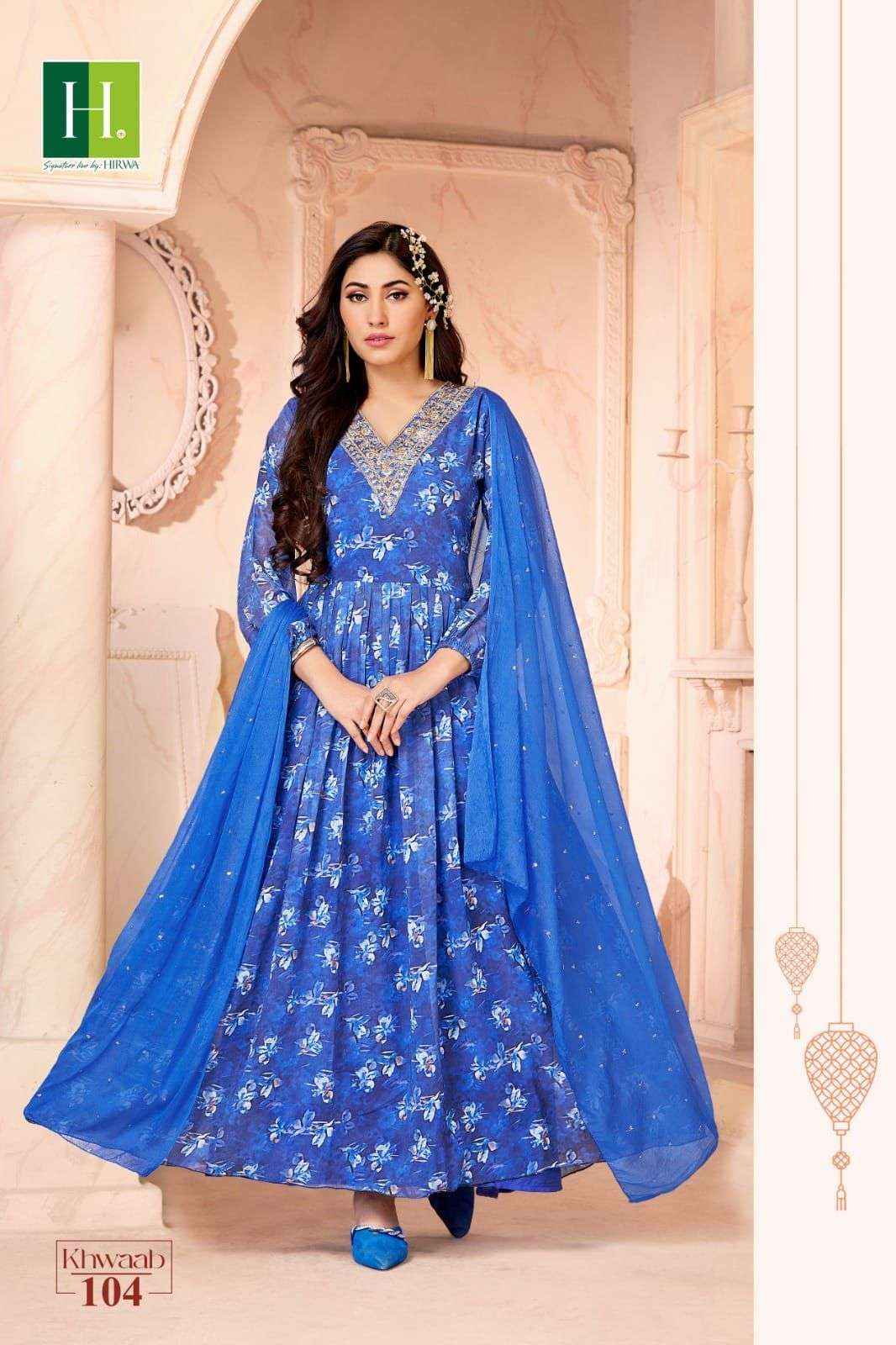 Hirwa Khwaab Georgette Gown With Dupatta 8 pcs Catalogue
