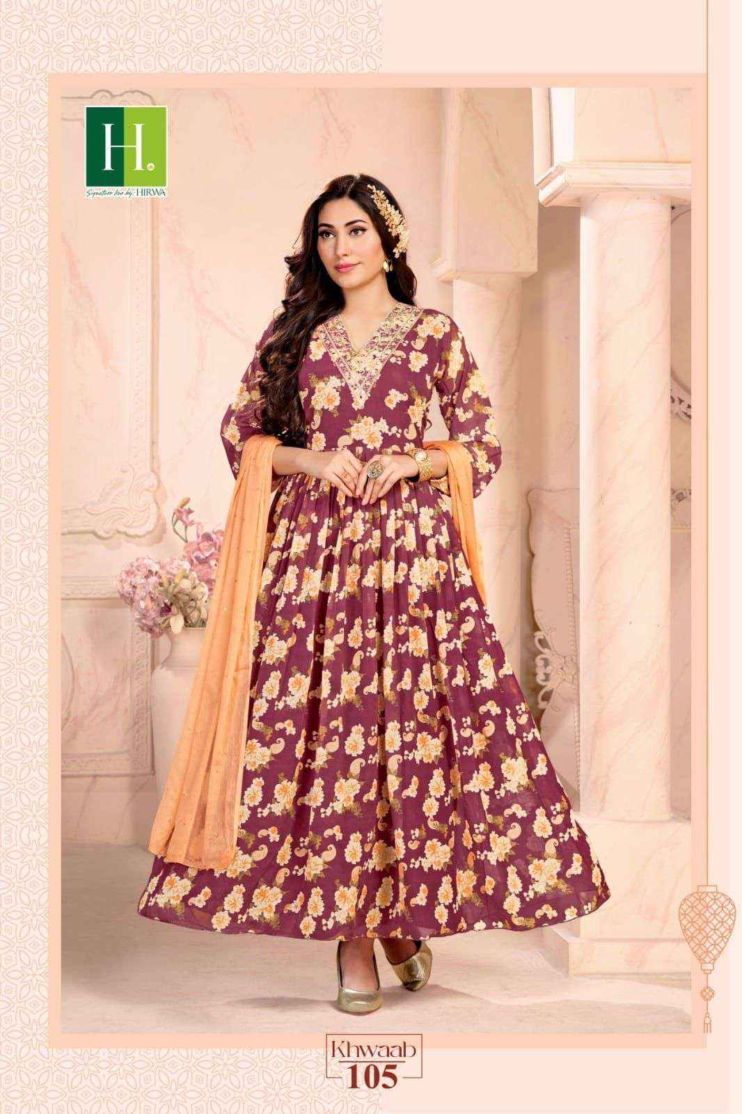 Hirwa Khwaab Georgette Gown With Dupatta 8 pcs Catalogue