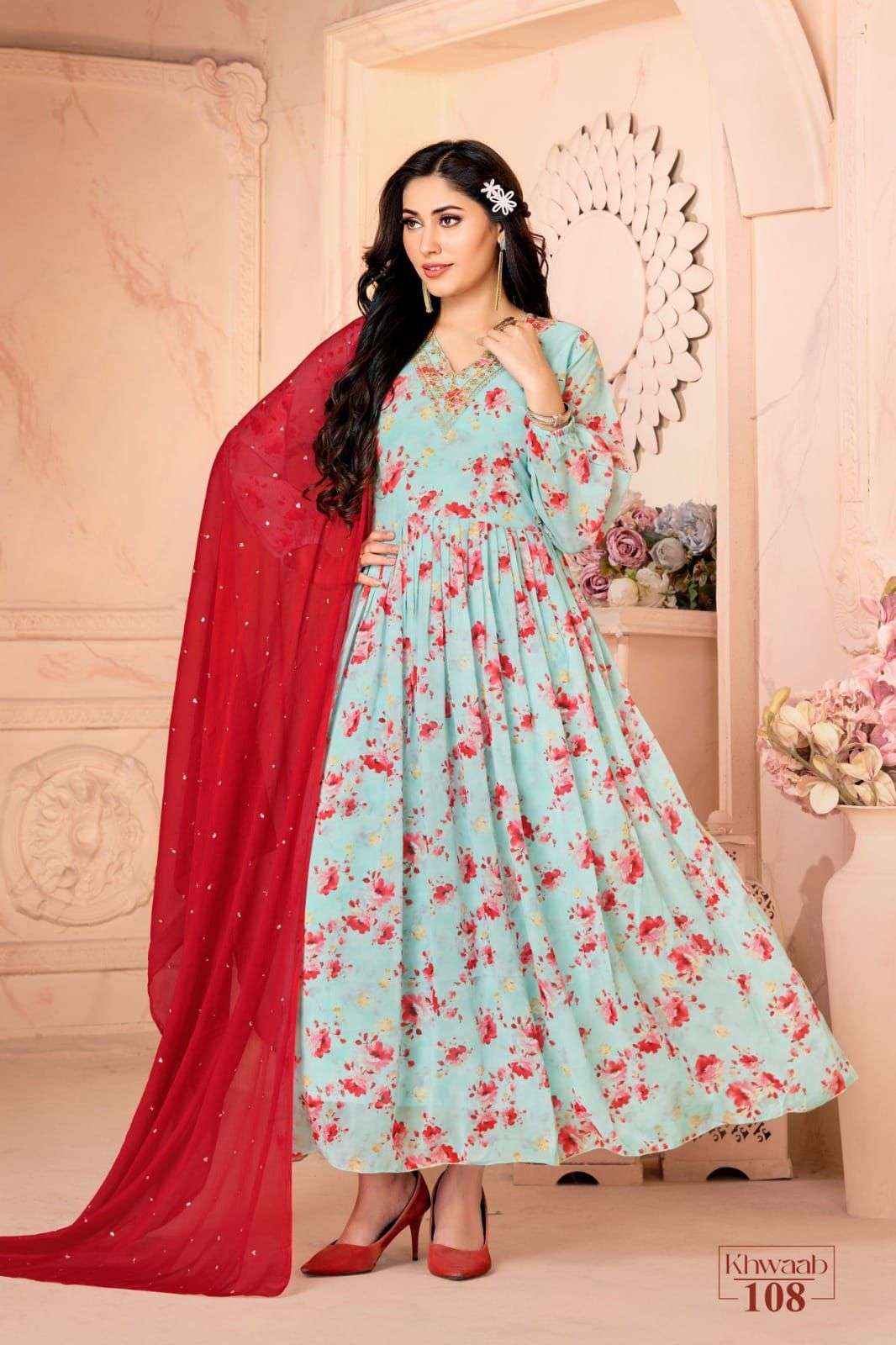 Hirwa Khwaab Georgette Gown With Dupatta 8 pcs Catalogue
