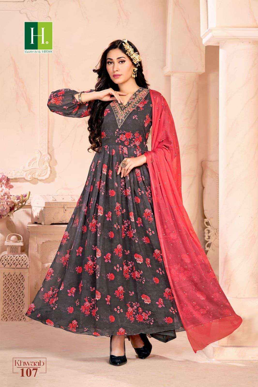 Hirwa Khwaab Georgette Gown With Dupatta 8 pcs Catalogue