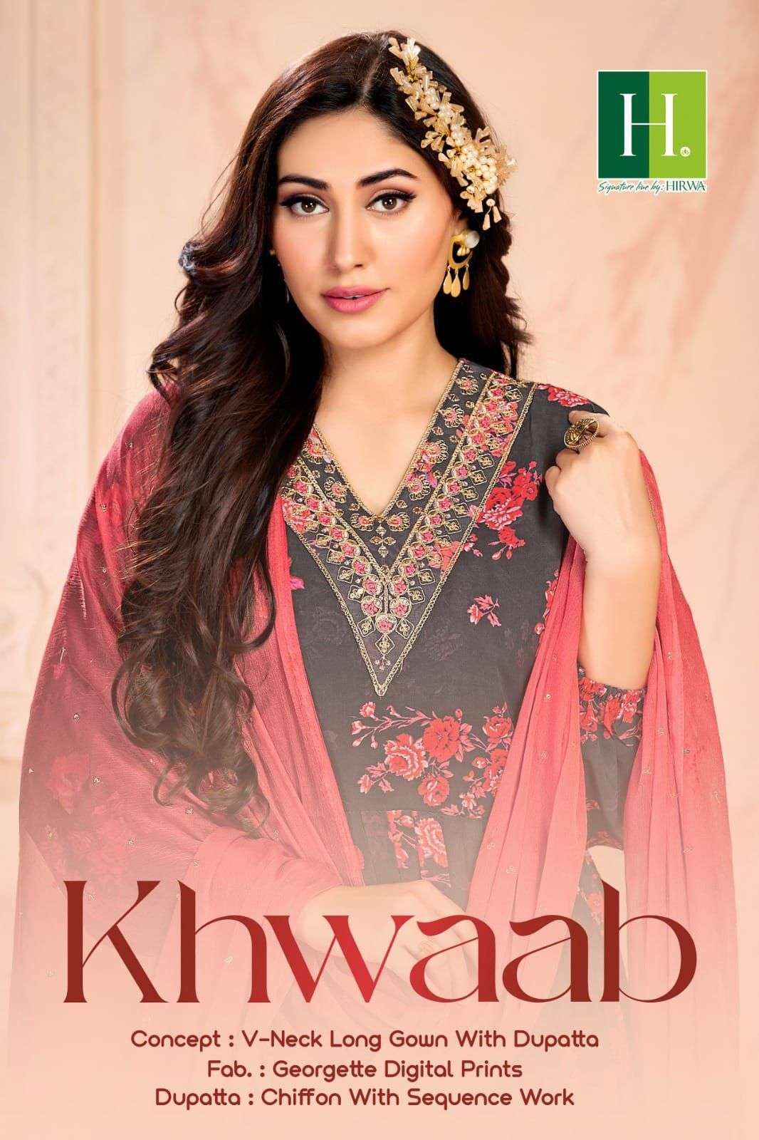 Hirwa Khwaab Georgette Gown With Dupatta 8 pcs Catalogue