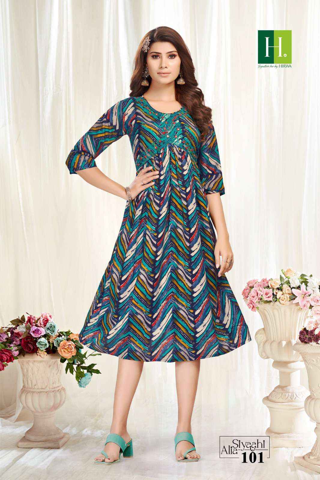 Hirwa Siyaahi Alia Rayon Kurti 8 pcs Catalogue