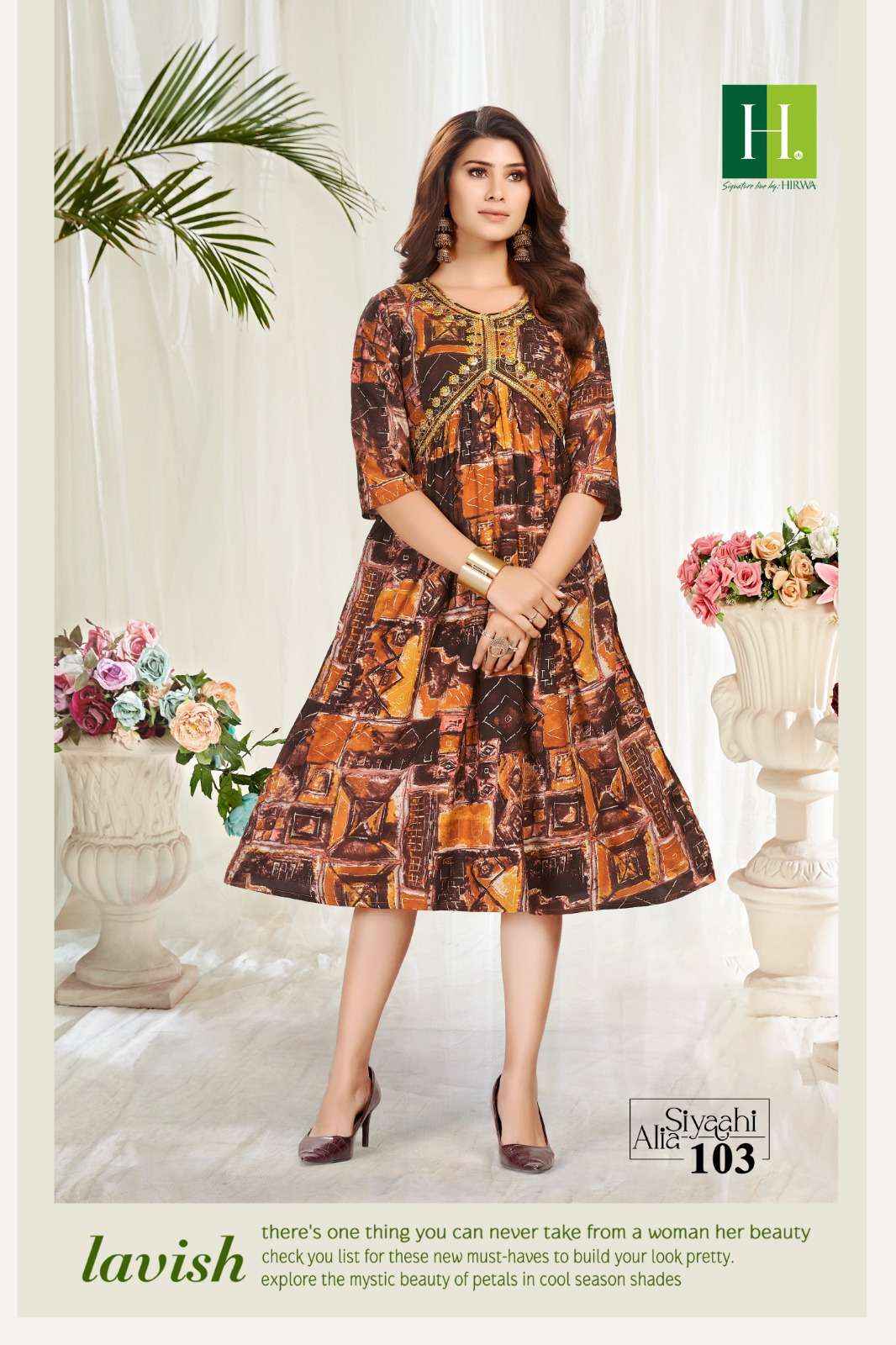 Hirwa Siyaahi Alia Rayon Kurti 8 pcs Catalogue