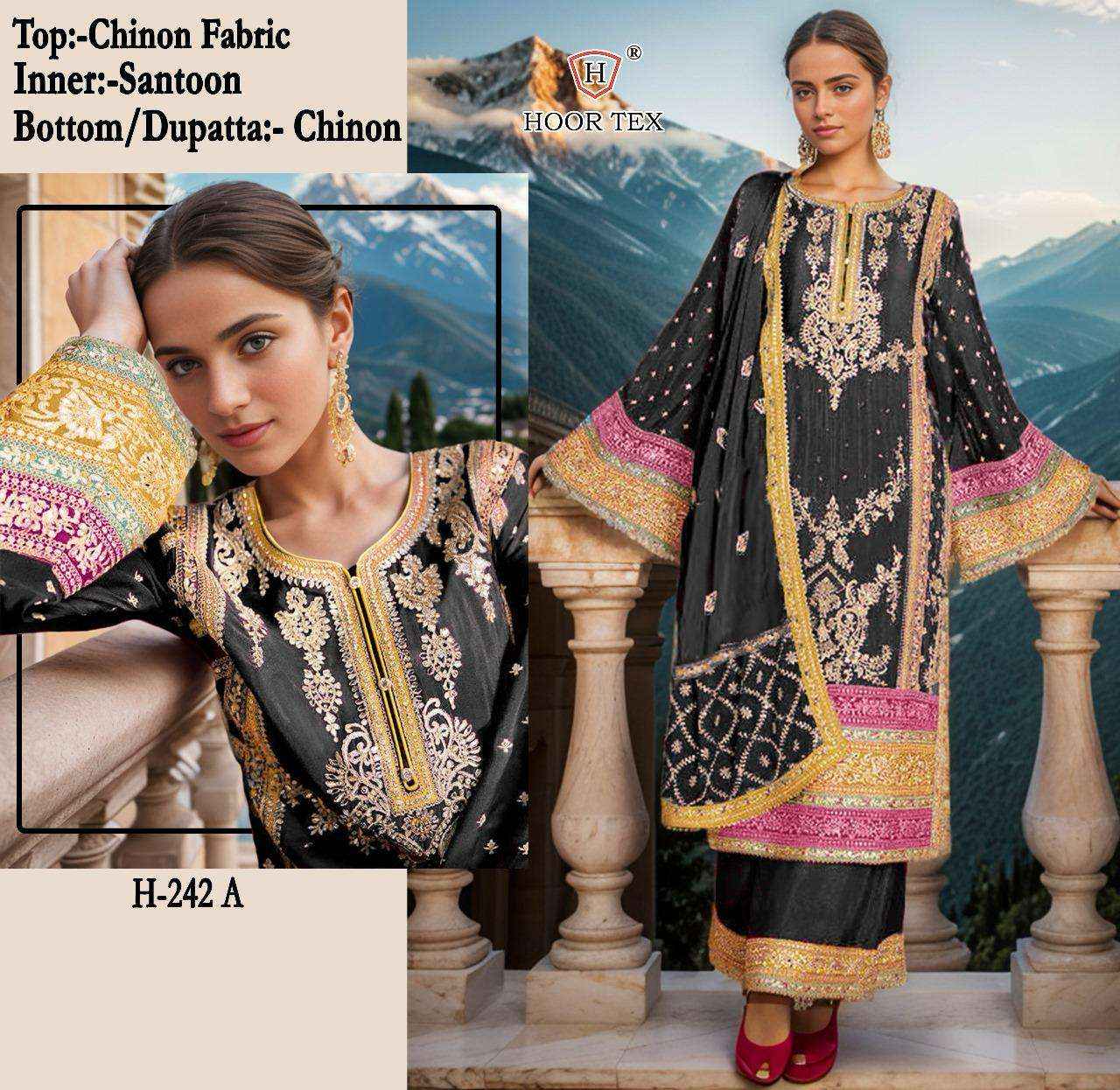 Hoor Tex H 242 Silk Dress Material 4 pcs Catalogue